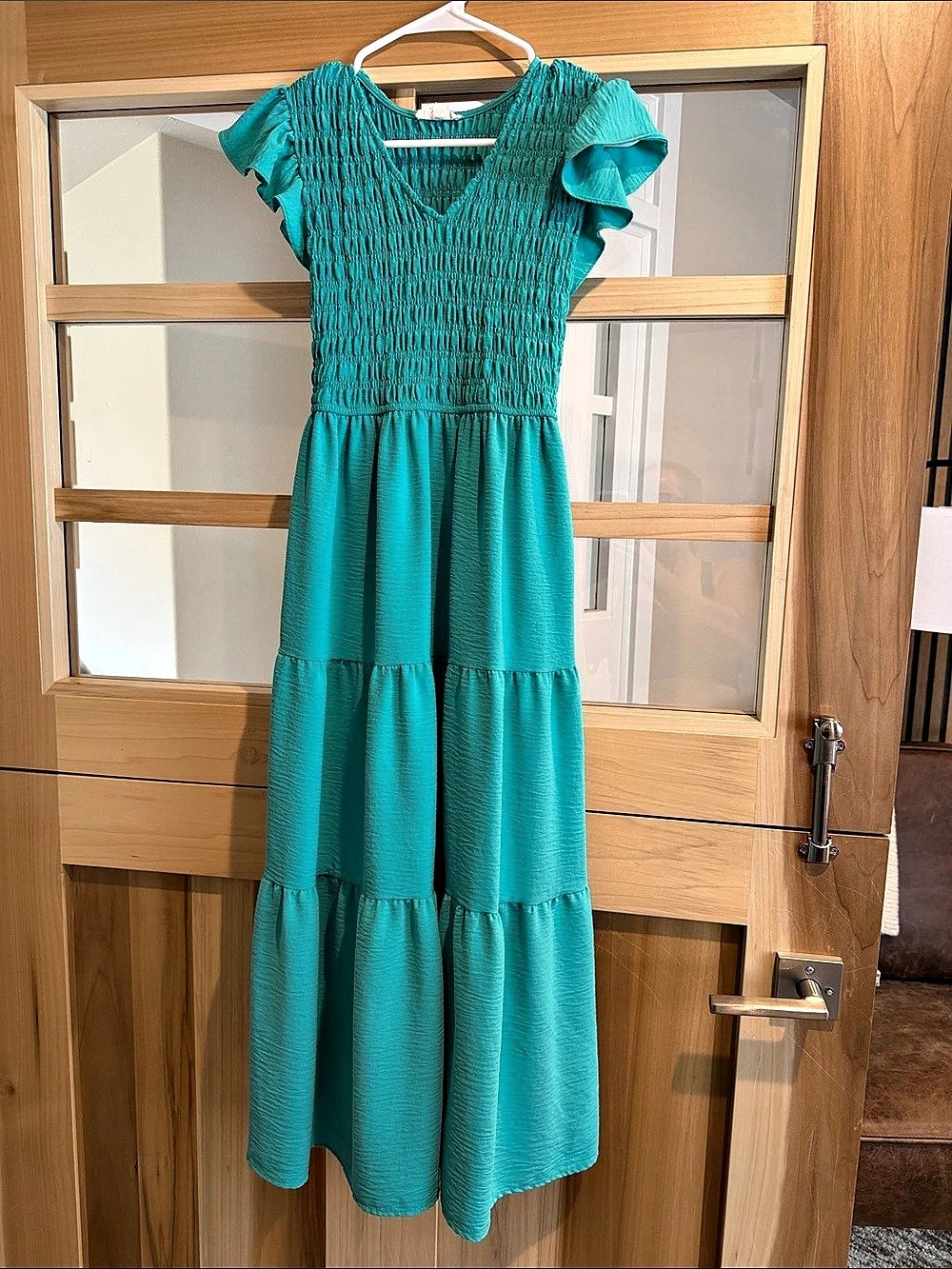 Free People Tiered Maxi Dress in Teal Size Medium Like New